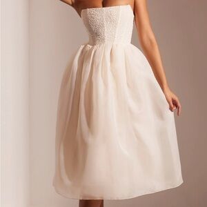 Oh Polly Ivory Strapless Dress